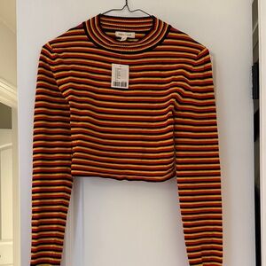 Urban Outfitters Silence + Noise Red Yellow Black Striped Crop Top
